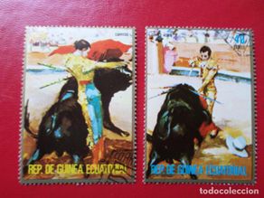 Selos: *guinea ecuatorial, 1975, la corrida, 2 sellos usados